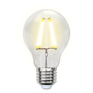 Лампа светодиодная филаментная Uniel E27 8W 3000K груша прозрачная LED-A60-8W/WW/E27/CL GLA01TR Набор из 5штук UL-00008080
